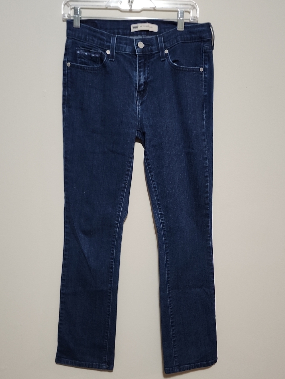 Levi's 505 Straight Leg Dark Indigo Mid Rise Decorative Pocket Women 6M Classic